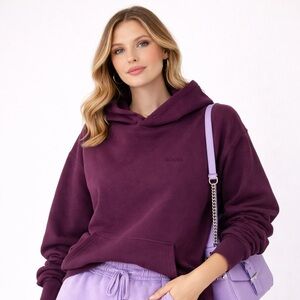 $88 Retail | Roots Organic Cotton Plum Hoodie Size 2 (Oversized M/L Fit)